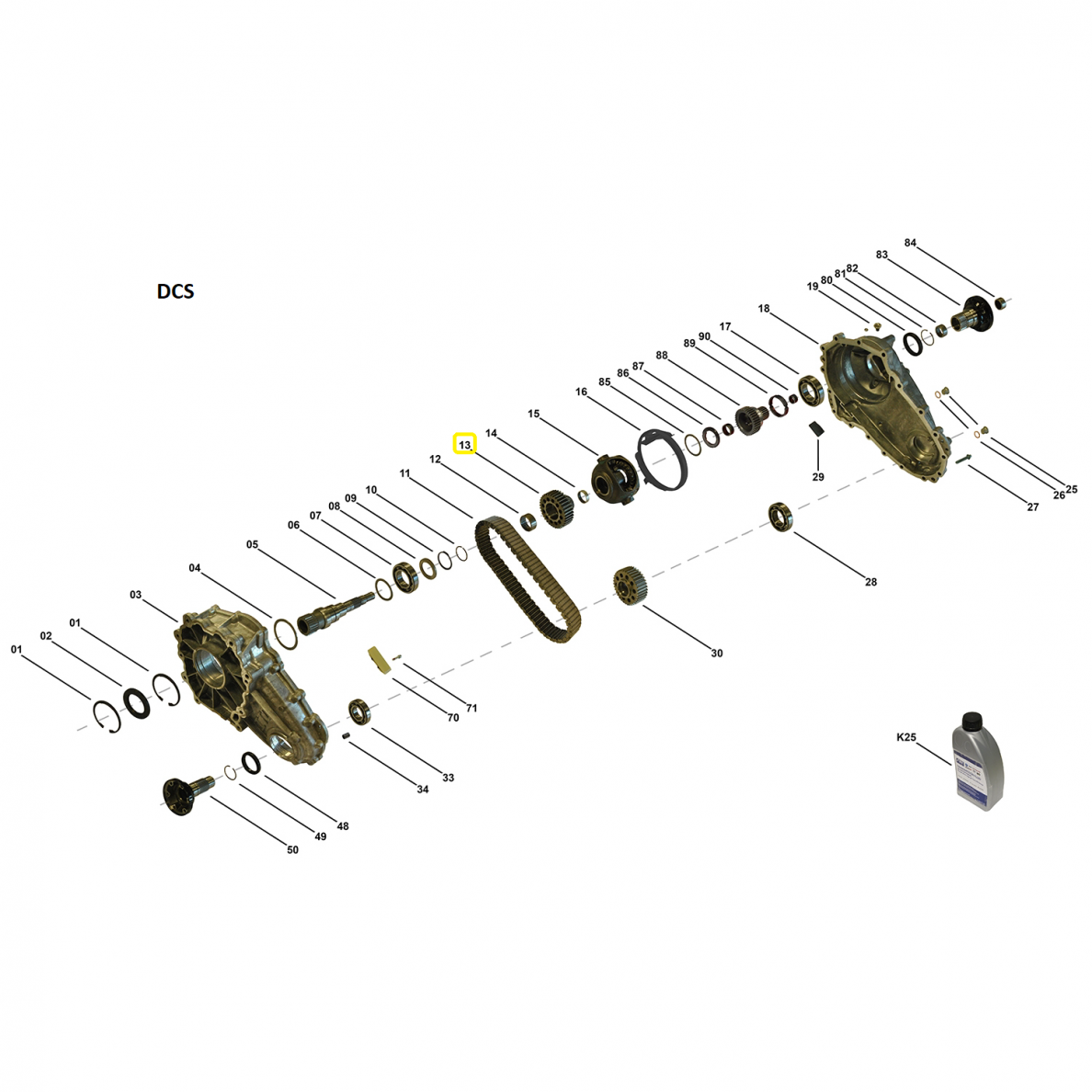 Oberes Kettenrad des Verteilergetriebes DCS 1 Oberes Kettenrad des Verteilergetriebes DCS 1