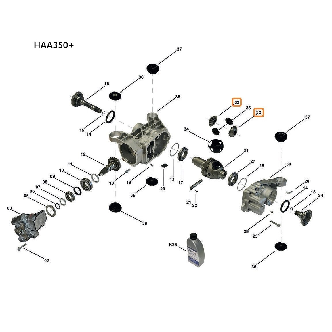 HAA350+ / HAA450 differential side gear