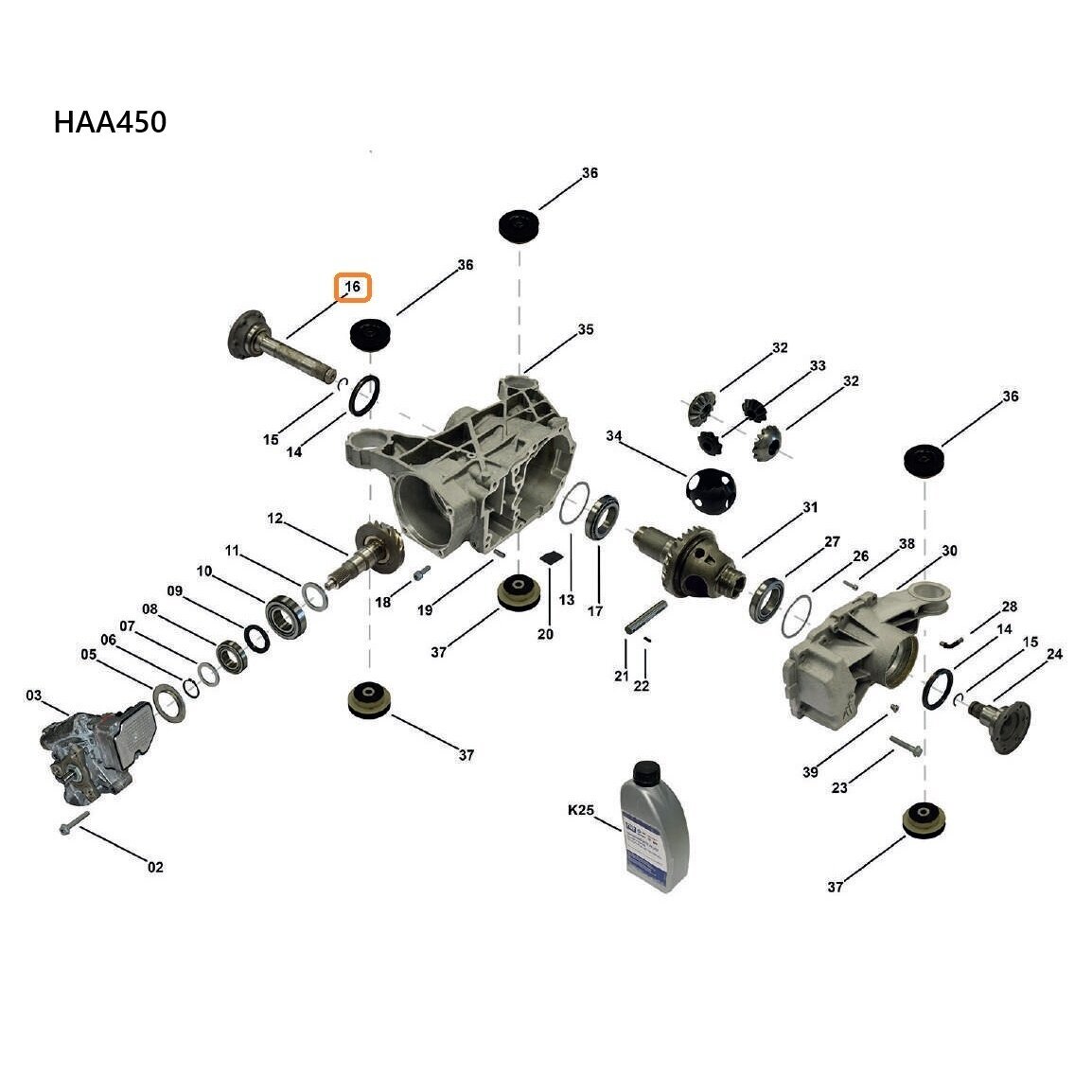 HAA450 right axle flange shaft